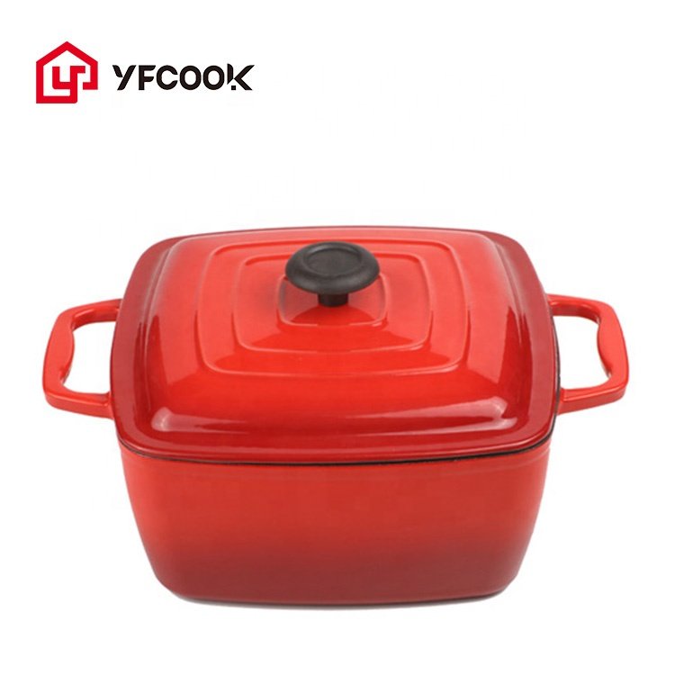 Wholesale Factory Supply Popular Red Cast Iron 12 Piece Cookware Sets Home Cooking with Cast Iron Enamel Lid