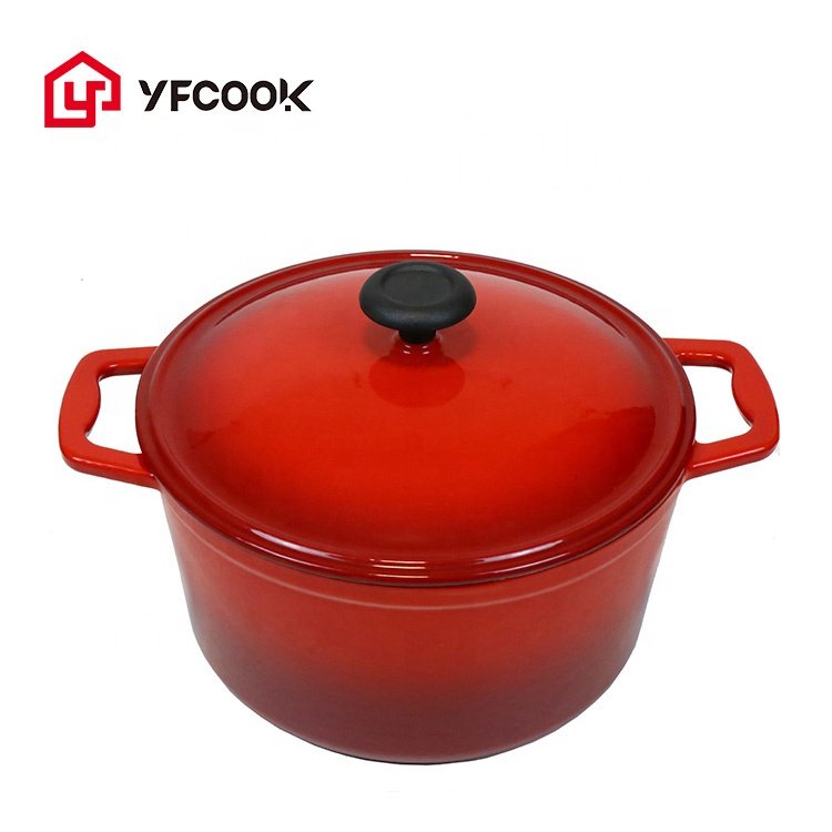 Wholesale Factory Supply Popular Red Cast Iron 12 Piece Cookware Sets Home Cooking with Cast Iron Enamel Lid