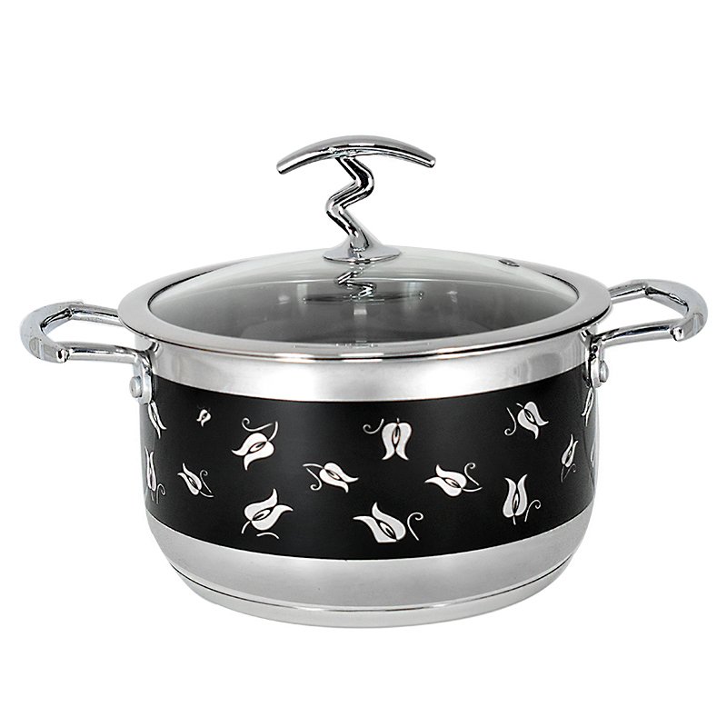 Durable Stainless Steel Kitchen Flower Decal Pots and Pants Sets