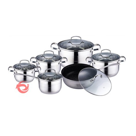 Cheap price stainless steel pot set cookware set cooking casserole kettle set Fry pan 16/18/20/24 CM kitchen wares