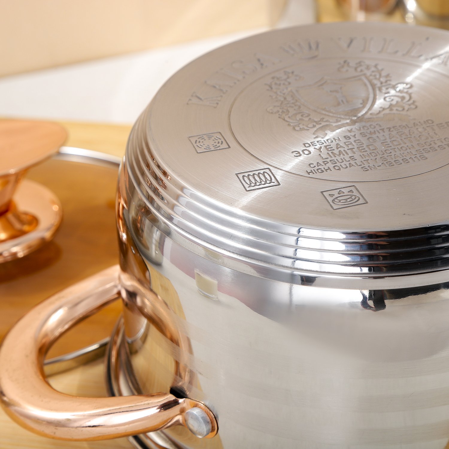 KAISA VILLA KV-1042 Stainless Steel Cookware Set Cooking Pot Set Soup & Stock Pots With Lid 6pcs Sets Nonstick