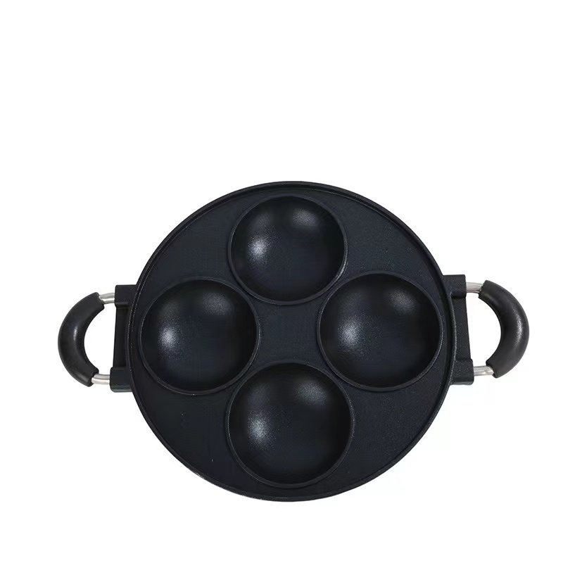 Hot Selling Aluminum Non-Stick Nonstick Cookware Sets Contemporary Non Stick 4 holes Egg Cake Mock Cooking Pan with Clear Cover