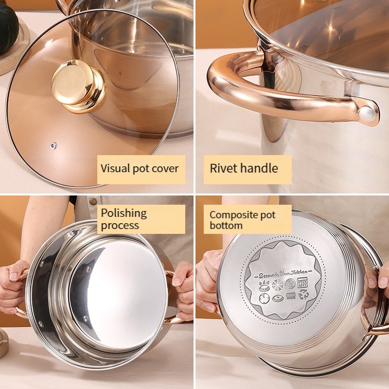 Wholesale Kitchen Cooking Pots and Pans Kitchenware Stainless Steel Cookware Sets with Glass Lid Cooking Pot Set