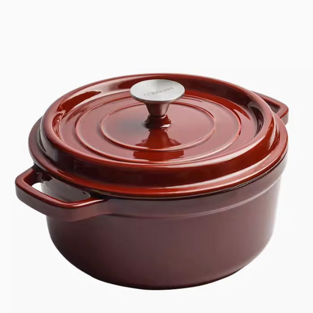 Low MOQ Enameled Cast Iron Cookware Set Casseroles Mussel Pot With Double Handle