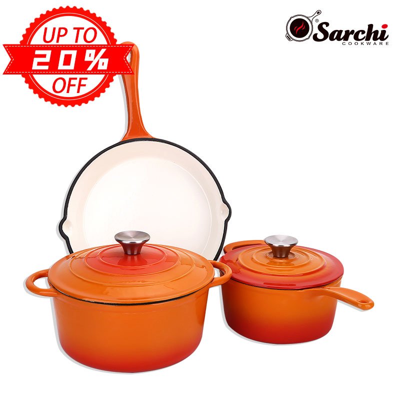 Wholesale Enamel Cast Iron Cookware Set Non Stick Kitchen Ware Sets For German Turkish Korea Russian Japanese Nonstick Camping