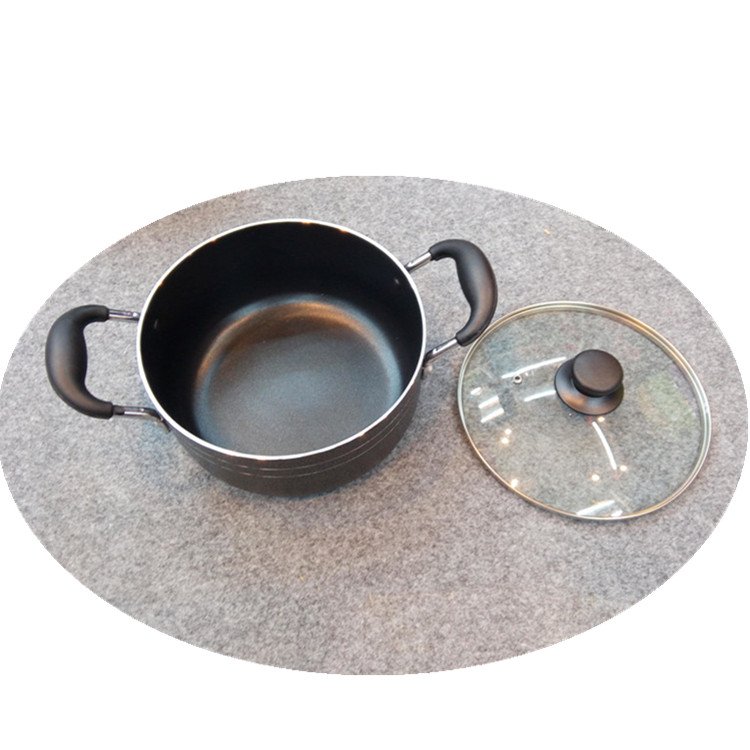 Factory Produce 6PCS Aluminum Black Powder Coating Casserole 20-30CM Non Stick Sauce Pot Non-Stick Cookware Set Kitchenware