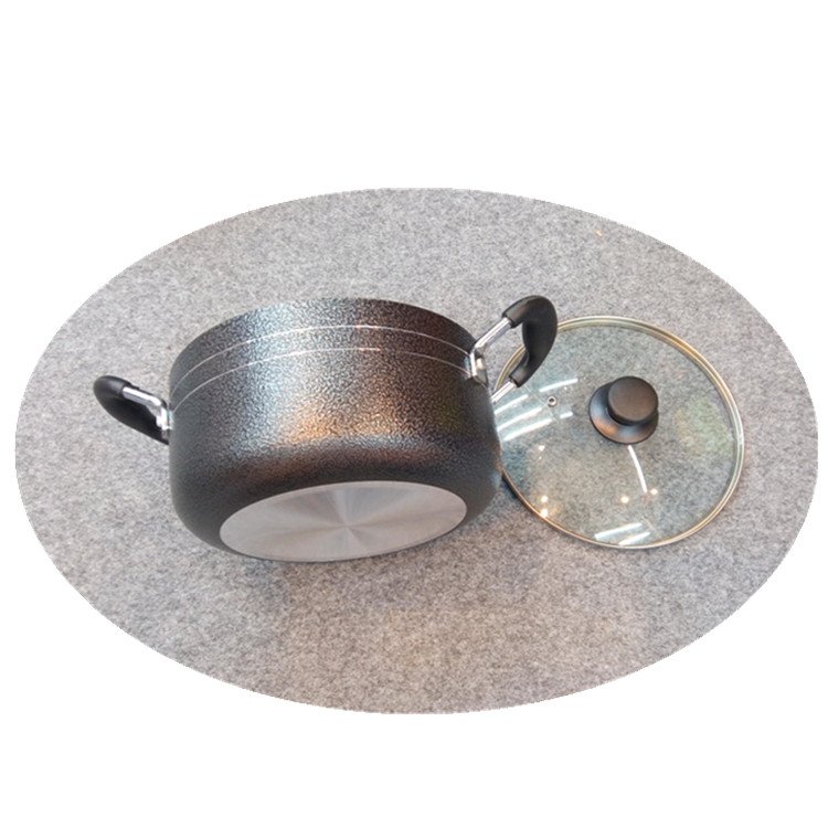 Factory Produce 6PCS Aluminum Black Powder Coating Casserole 20-30CM Non Stick Sauce Pot Non-Stick Cookware Set Kitchenware