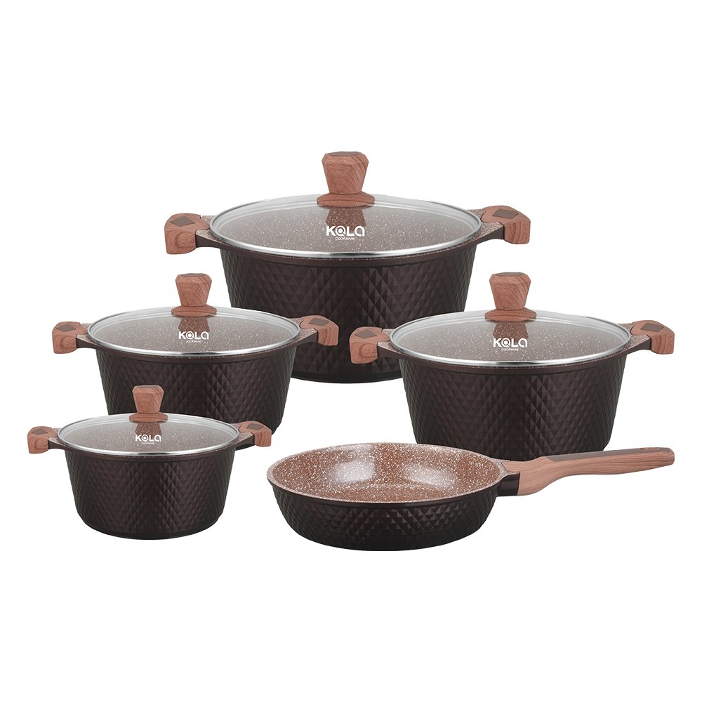 KALA Ceramic Pots and Pans Set Nonstick Kitchen Cookware Sets 9-Piece Induction Non-toxic Healthy Granite Pot Cooking Set