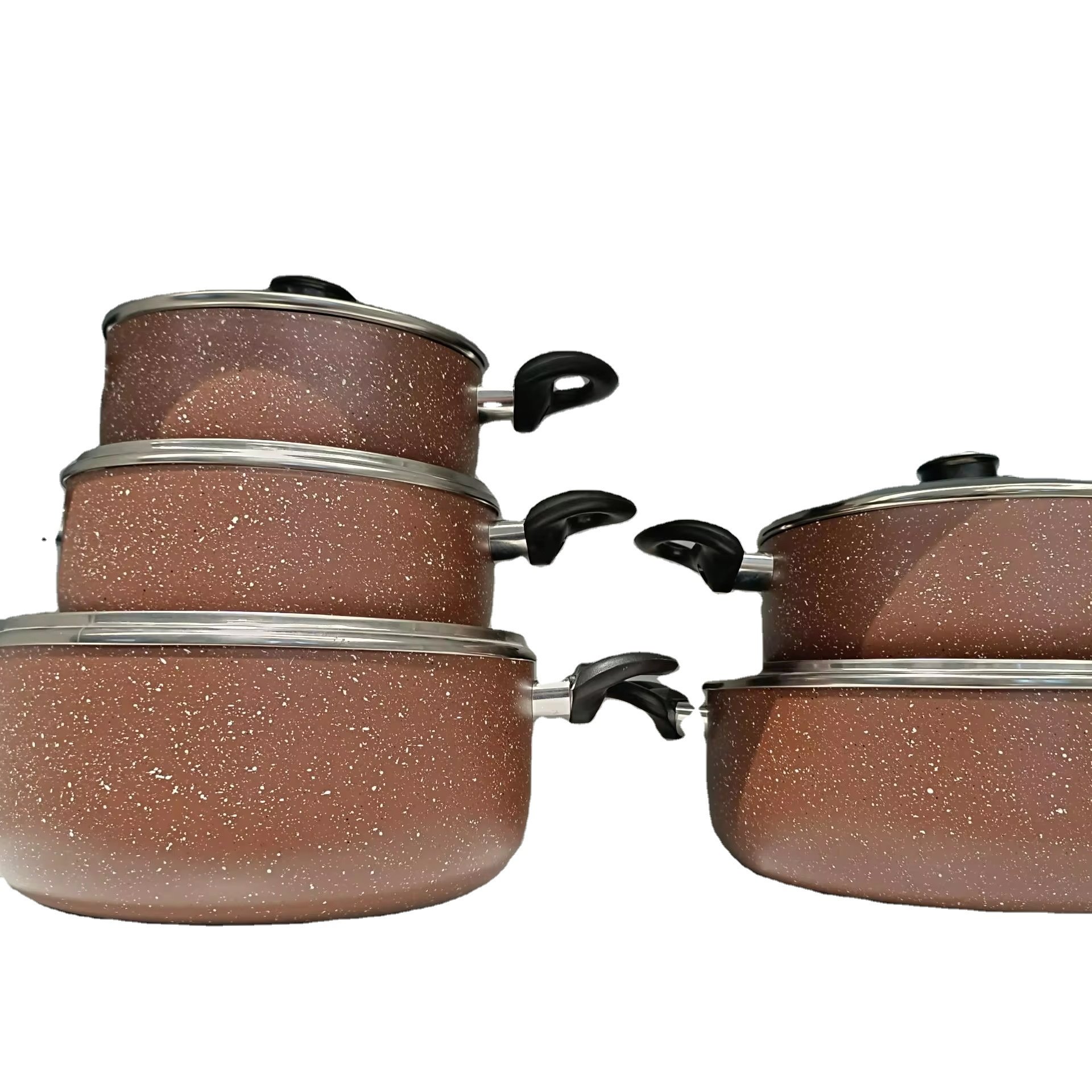 Customized Logo 10pcs Cookware Set New Arrival Home Use Aluminium Alloy Soup Pot Cookware Sets