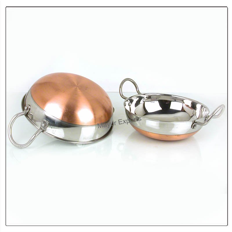 Eco-Friendly Stainless Steel Balti Dish with Copper Base Kitchen Cookware Set Metal Material