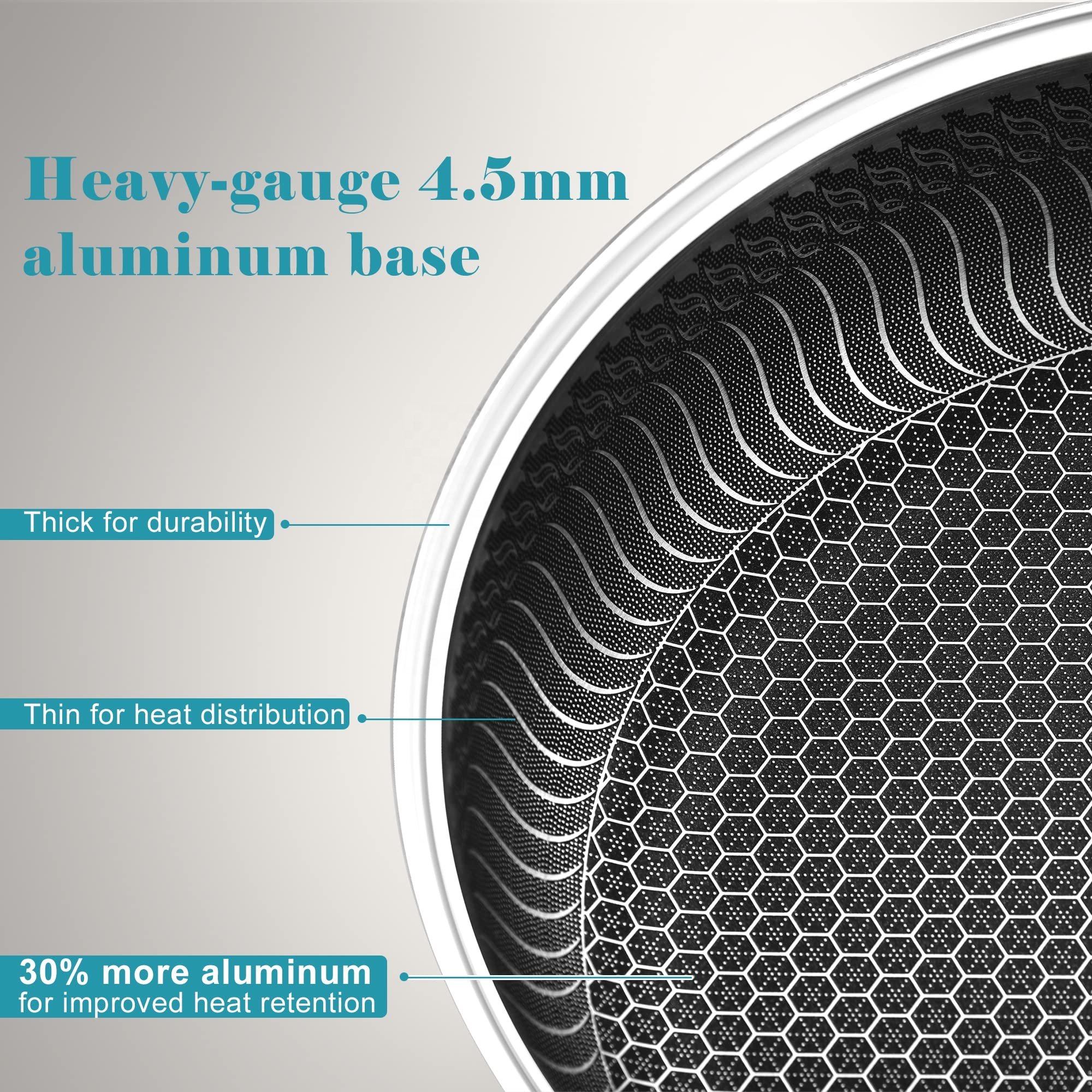 New High Quality Customizable Honeycomb Stainless Steel Chinese Woks No Stick Cookware Set Frying Pan 3 In 1 For Restutrant