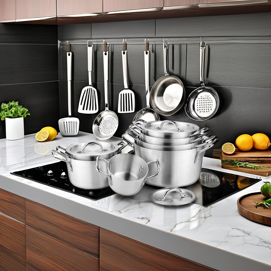 14-Piece Eco-Friendly Aluminum Cookware Set American Style Including Pots in Metal Material