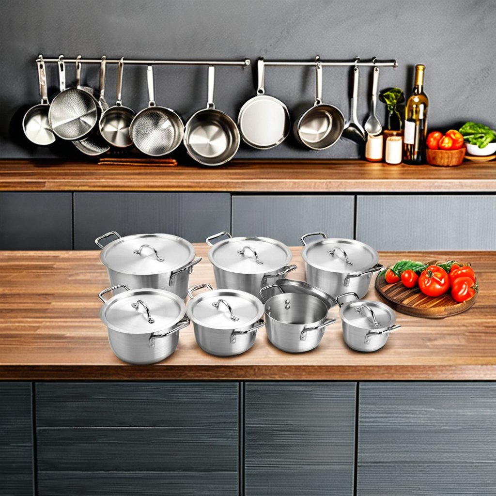 14-Piece Eco-Friendly Aluminum Cookware Set American Style Including Pots in Metal Material