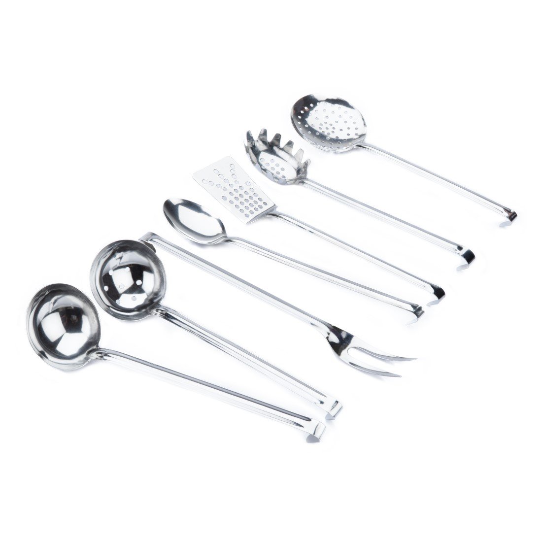 Kitchen Utensil Set with 18/C Mirror Polished AISI 430-1mm Steel Serving Spoon Paper Sleeve Sticker Pot Accessories