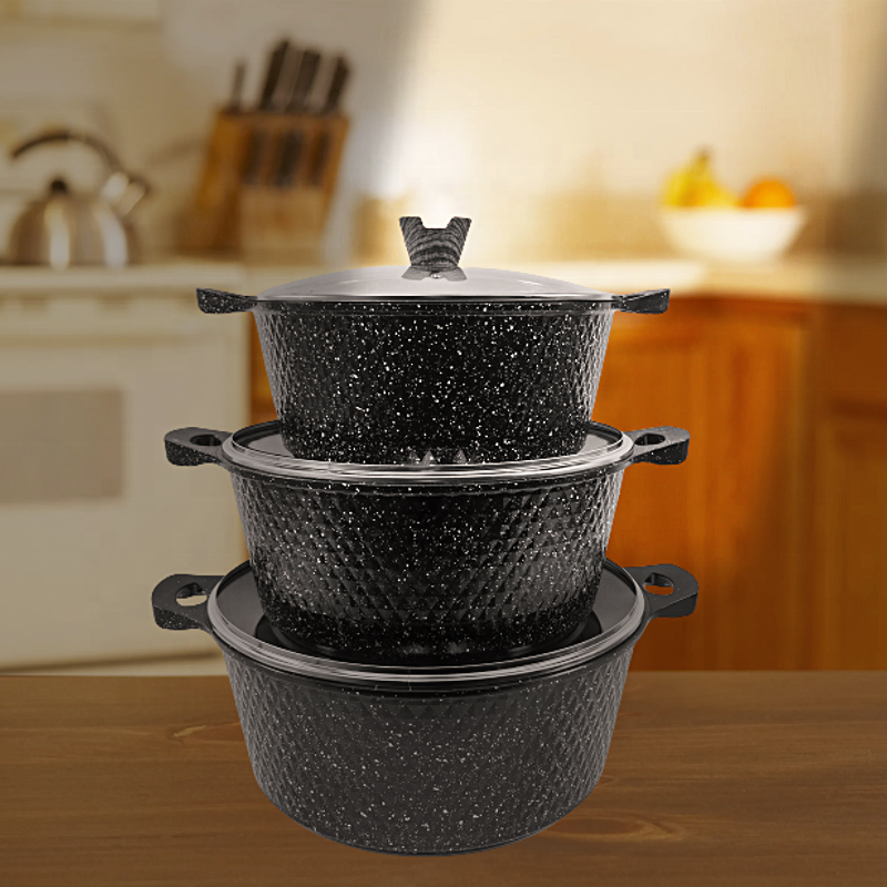 32CM 36CM 40CM Casting Aluminium Stock Pot Large Capacity Cookware Set Non-stick Casserole Granite Stockpot with Lid