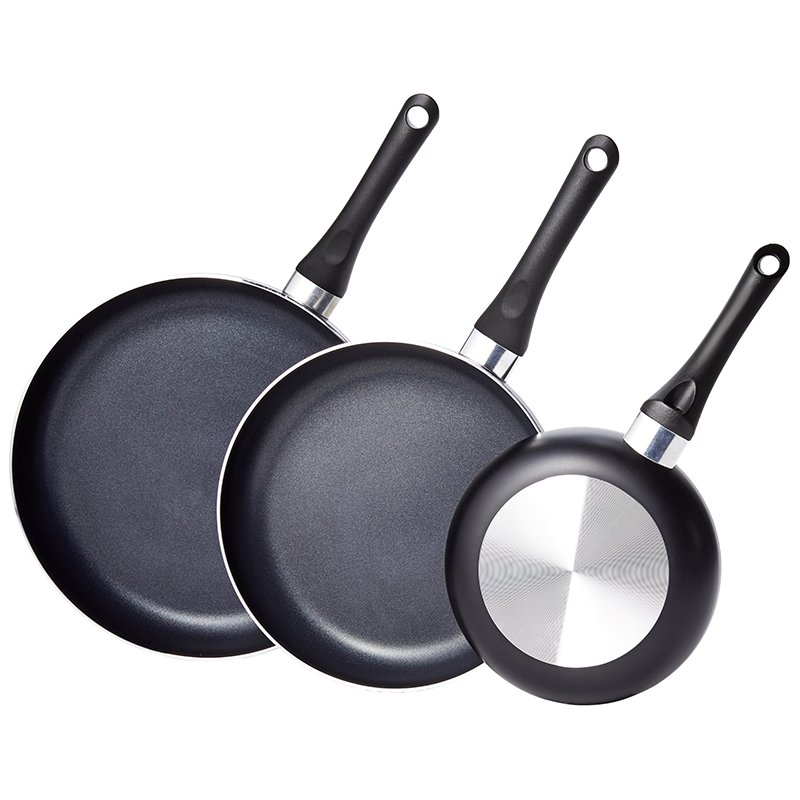 3-Piece Aluminum Pots Pans with Silicone Handles Non-Stick Pan Cookware Sets Home Cooking