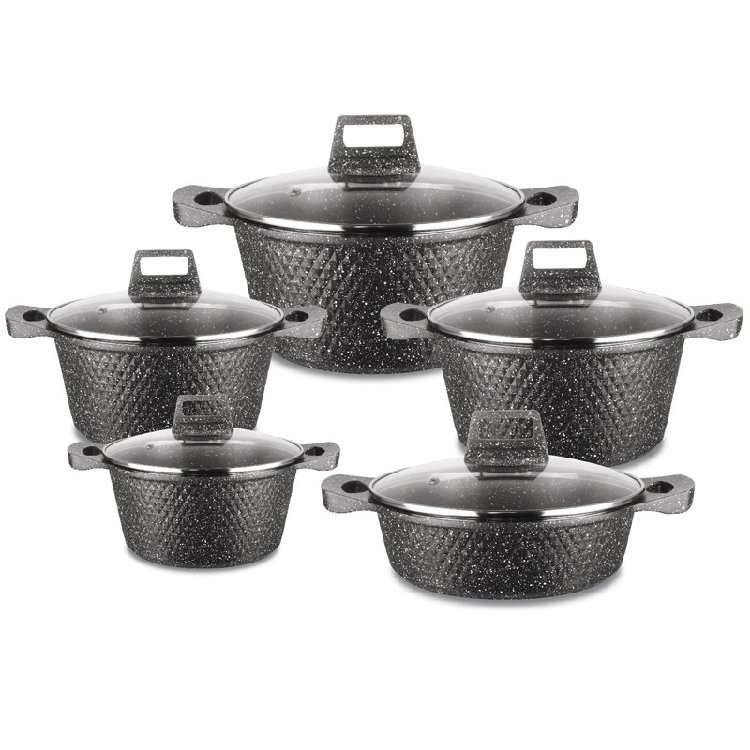 In Stock 10Piececooking pot NonStickpots cookware set cooking with Medical Stone Support BBQ Grill Accessory cookware sets pots