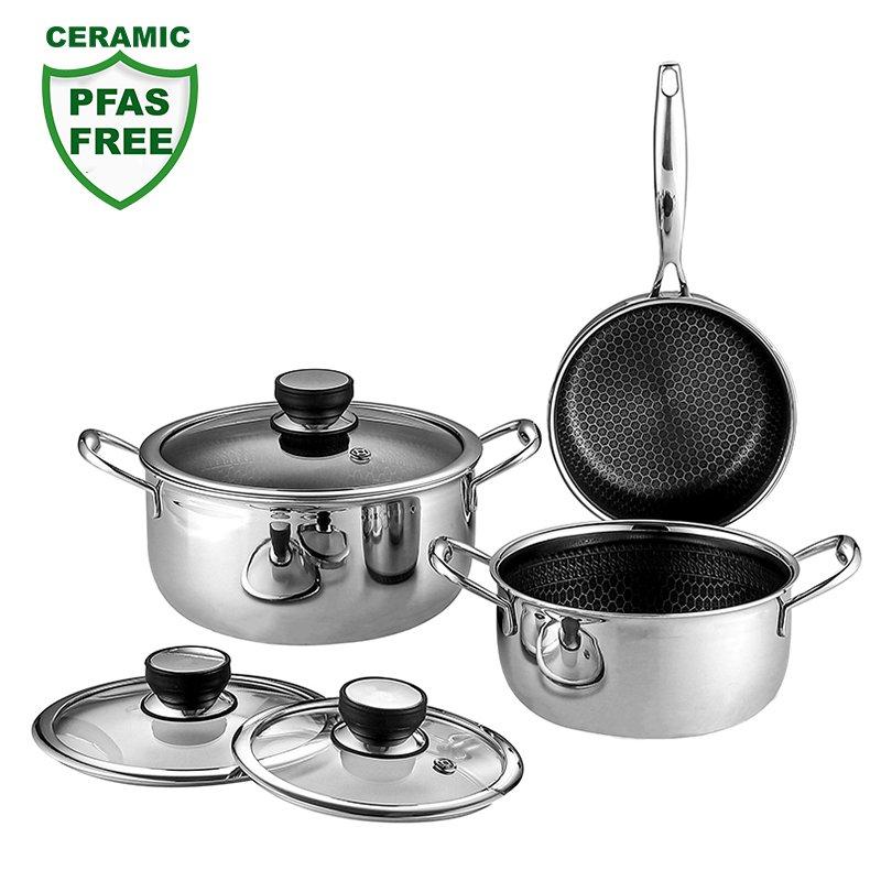 Factory Wholesale Cookware Frying Pan Hexclad Non Stick Cookware Set Reusable Stock Pot