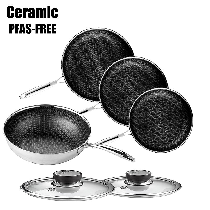 Factory Wholesale Cookware Frying Pan Hexclad Non Stick Cookware Set Reusable Stock Pot