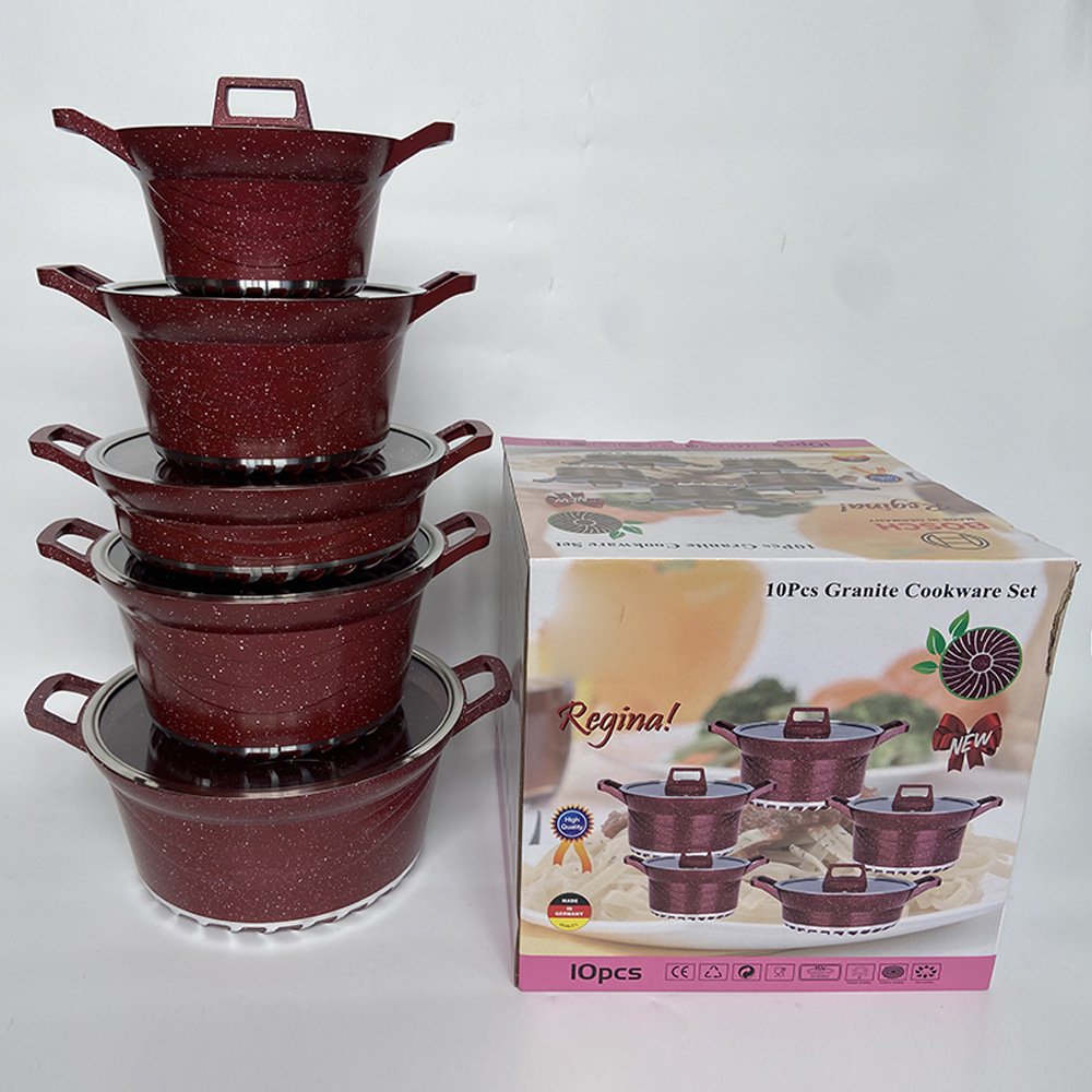 Home Party 10pcs non-stick pots Vintage Granite pot set cookware set cooking