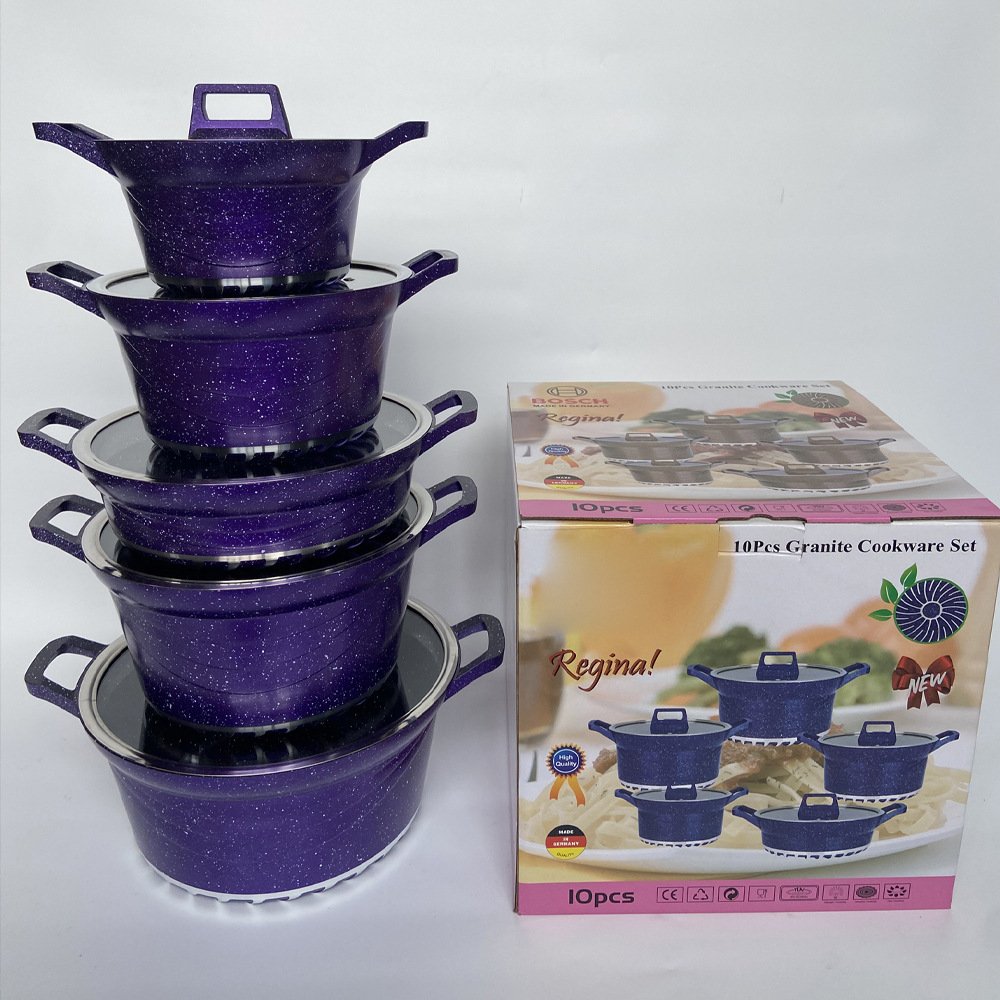 Home Party 10pcs non-stick pots Vintage Granite pot set cookware set cooking