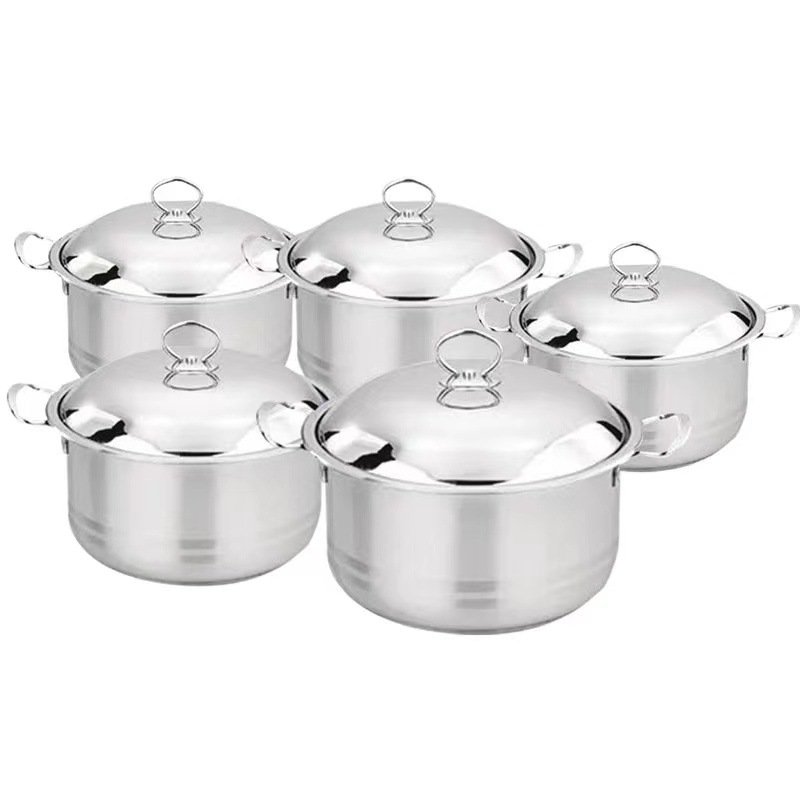 Customized Logo 5pcs set Stainless Steel Panelas 22/24/26/28/30CM Cookware Set Home Use Stainless Granite Cookware Set