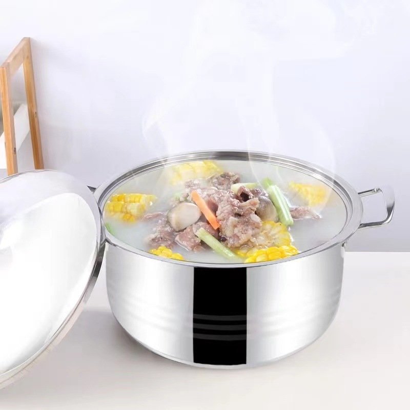 Customized Logo 5pcs set Stainless Steel Panelas 22/24/26/28/30CM Cookware Set Home Use Stainless Granite Cookware Set
