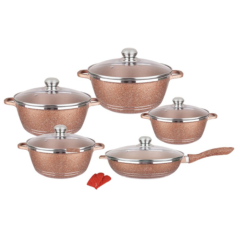 Good Selling Granite Cookware Set Non-stick Frying Pan Die Cast Aluminum Marble Cookware Set