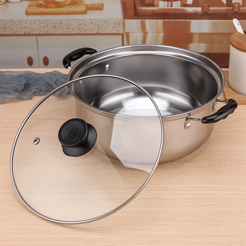 8PCS Kitchen Cookware Set Soup Pot Suit Cooking Pot Set Stainless Steel Cookware Glass Lid Stock Pot Wholesale Casseroles Sets
