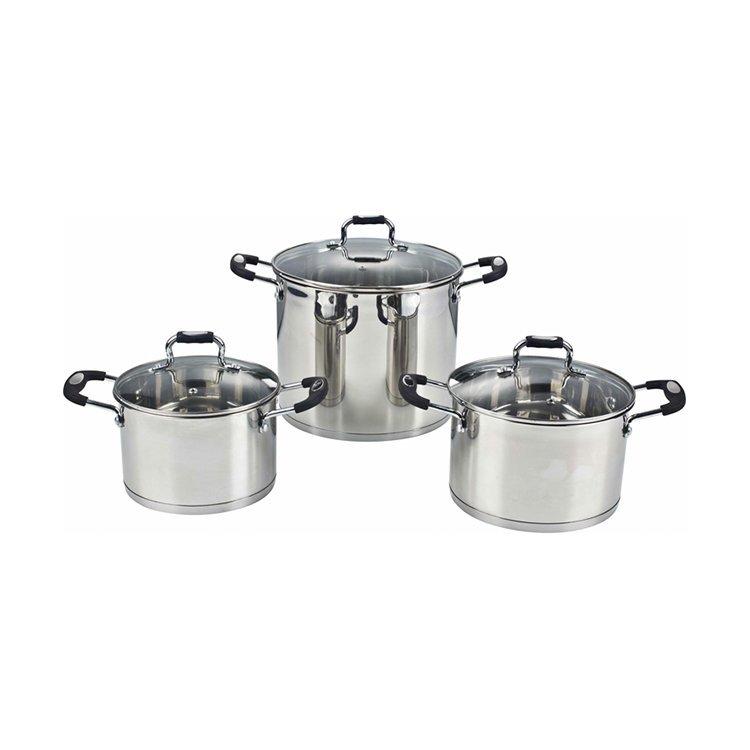 Low Price Custom Glass Lid Non Stick Cookware Set Stainless Steel Cookware Set