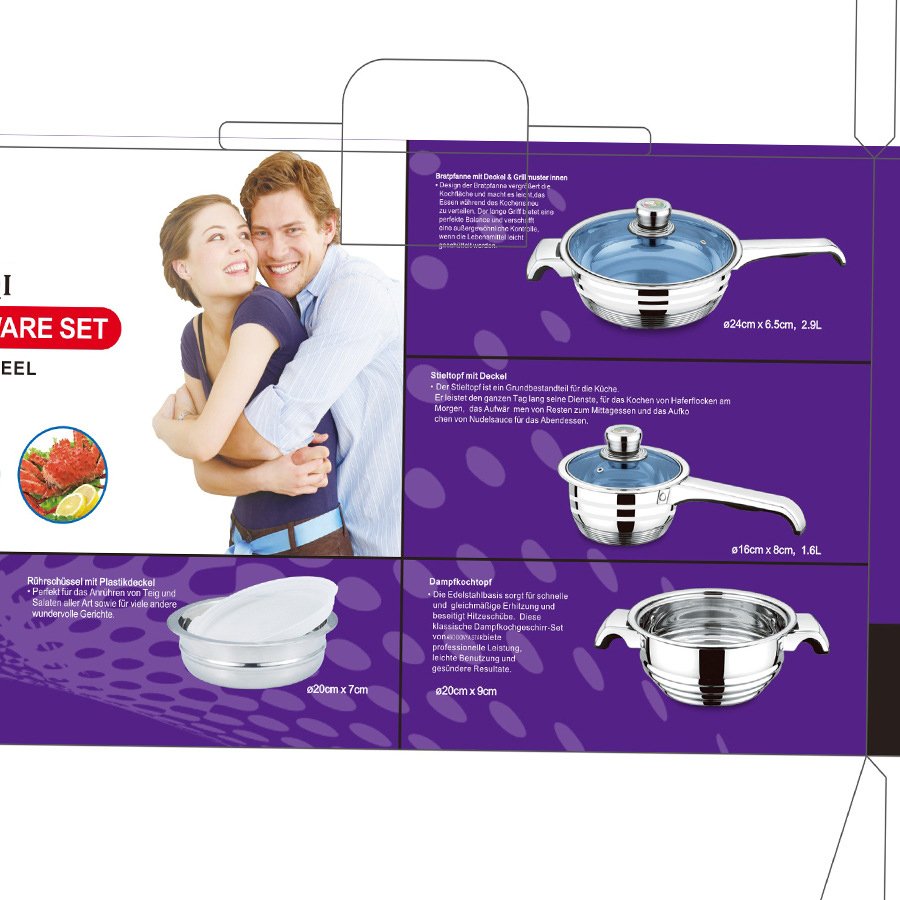 100 Pieces High Quality Induction Cooker Pot Set Glass Lid Non Stick Stainless Steel Cookware Set
