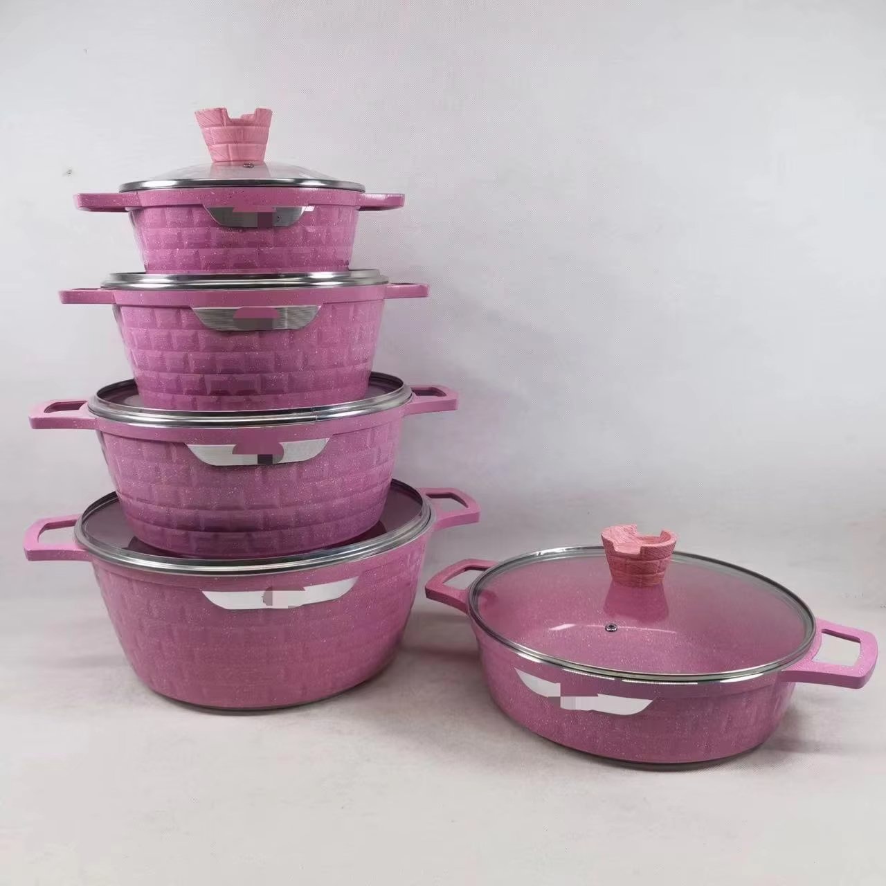10 pcs Granite Non Stick Cookware Set Water Kettles Cooking Pot Set Non-Stick Cookware Granite 20cm 24cm 28cm
