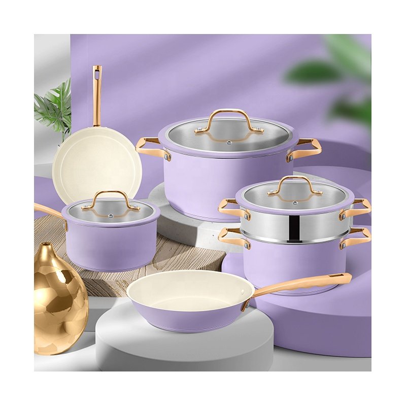 Customizable American Style Kitchen Cook Pots and Pans Kitchenware Stainless Steel Cookware Sets with Glass Lid Cooking Pot Set
