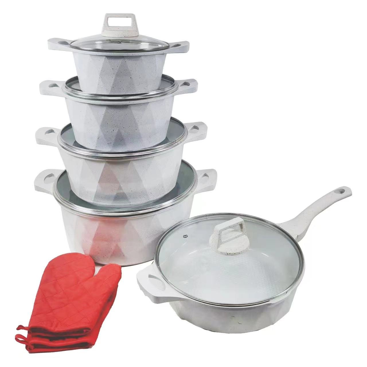 cooking pot wholesale best kitchen accessories multifunction 12pcs non stick luxury Granite Aluminum cookware sets