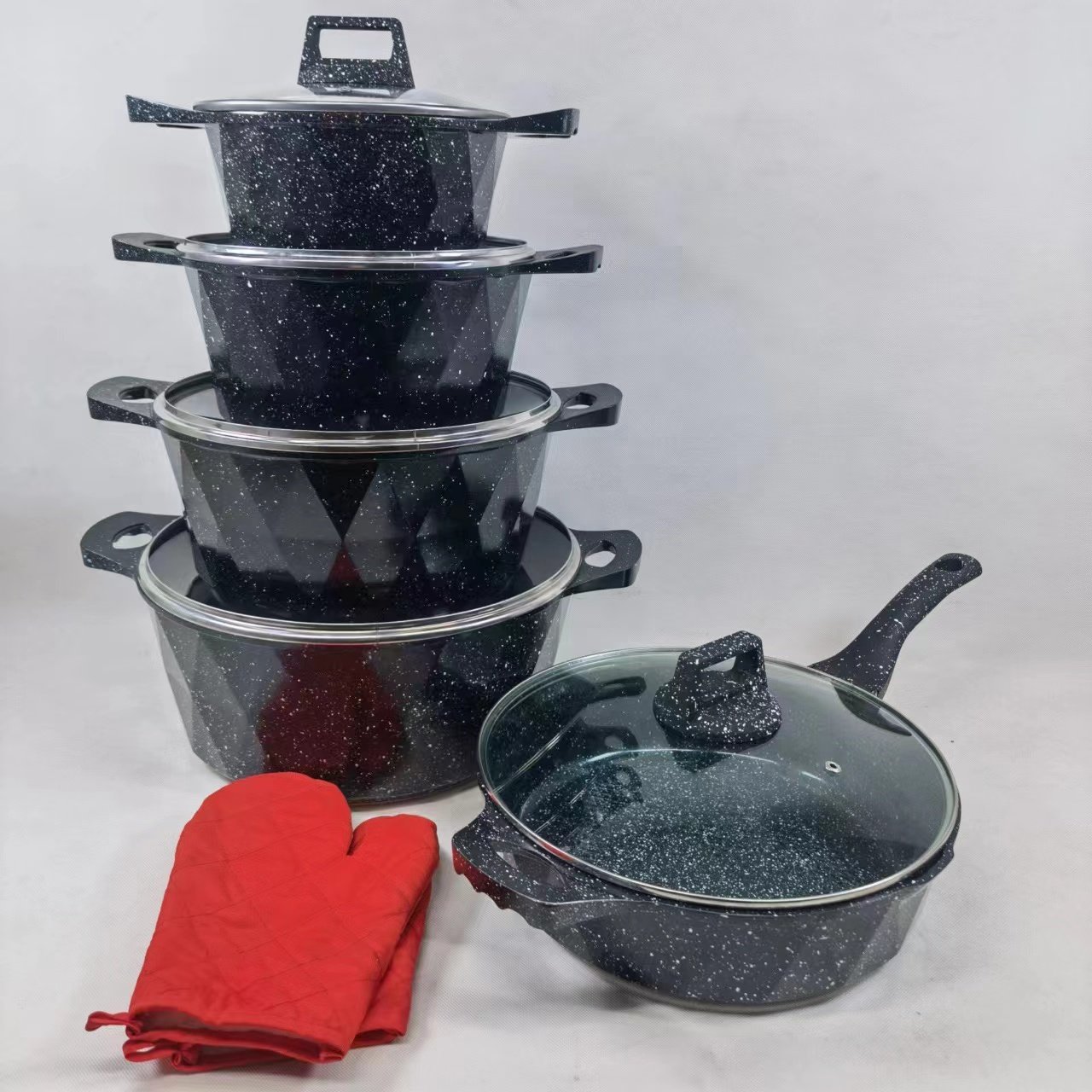 cooking pot wholesale best kitchen accessories multifunction 12pcs non stick luxury Granite Aluminum cookware sets
