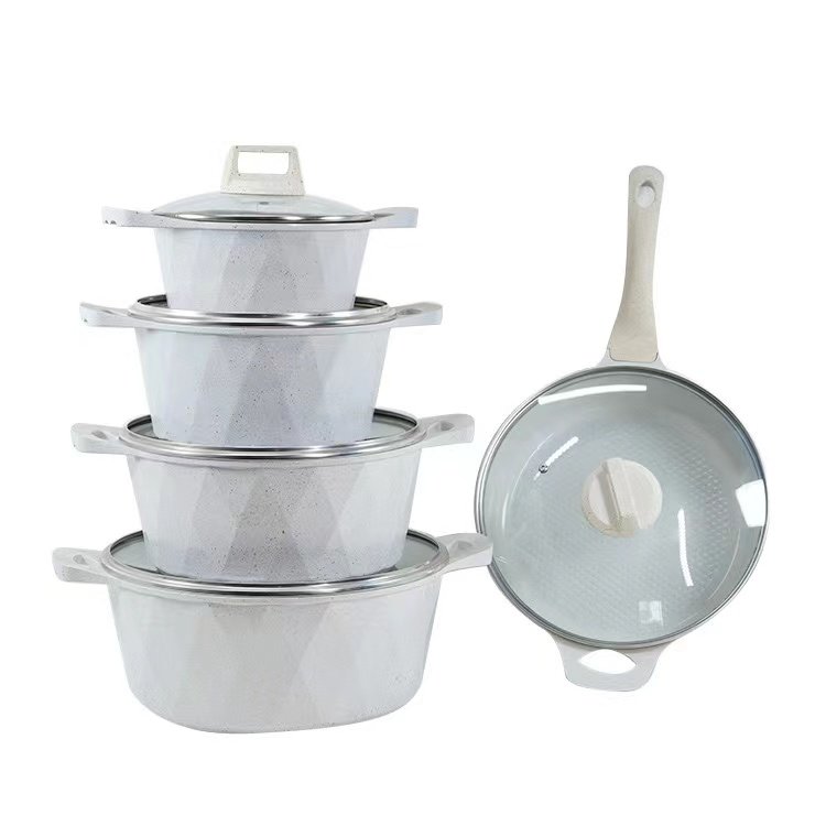 cooking pot wholesale best kitchen accessories multifunction 12pcs non stick luxury Granite Aluminum cookware sets