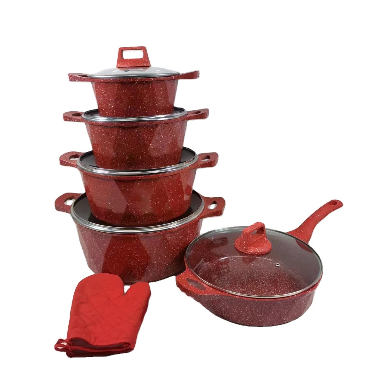 cooking pot wholesale best kitchen accessories multifunction 12pcs non stick luxury Granite Aluminum cookware sets