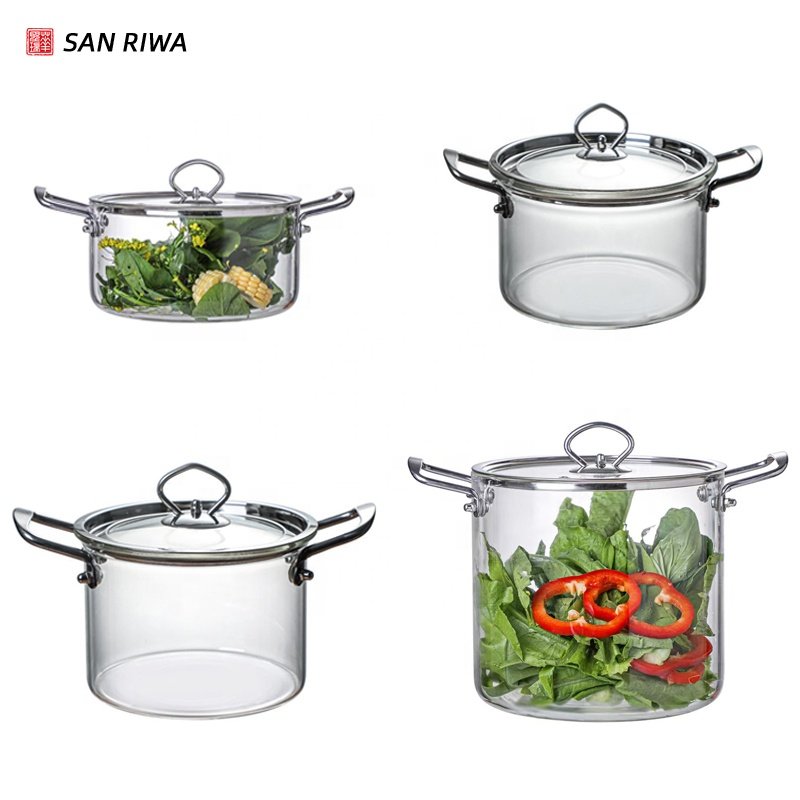 Glass Pot with Lid Cover Borosilicate Glass Saucepan Casserole with Handle Multipurpose Heat-resistant Cooking Pot/Pan Cookware