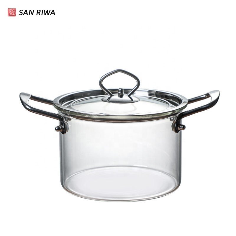 Glass Pot with Lid Cover Borosilicate Glass Saucepan Casserole with Handle Multipurpose Heat-resistant Cooking Pot/Pan Cookware