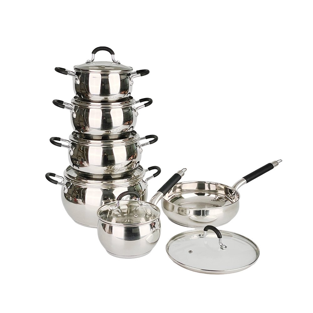 Soup Stockpot Household Noodles Pot Double Ear Electric Hot Pot Flat Saucepan Stainless Steel Pan Cookware Set