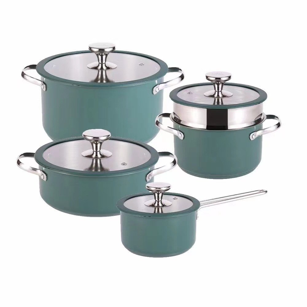 Non-stick Pots and Pans Kitchen Stainless Steel Cookware Set Induction Cooker Pot set