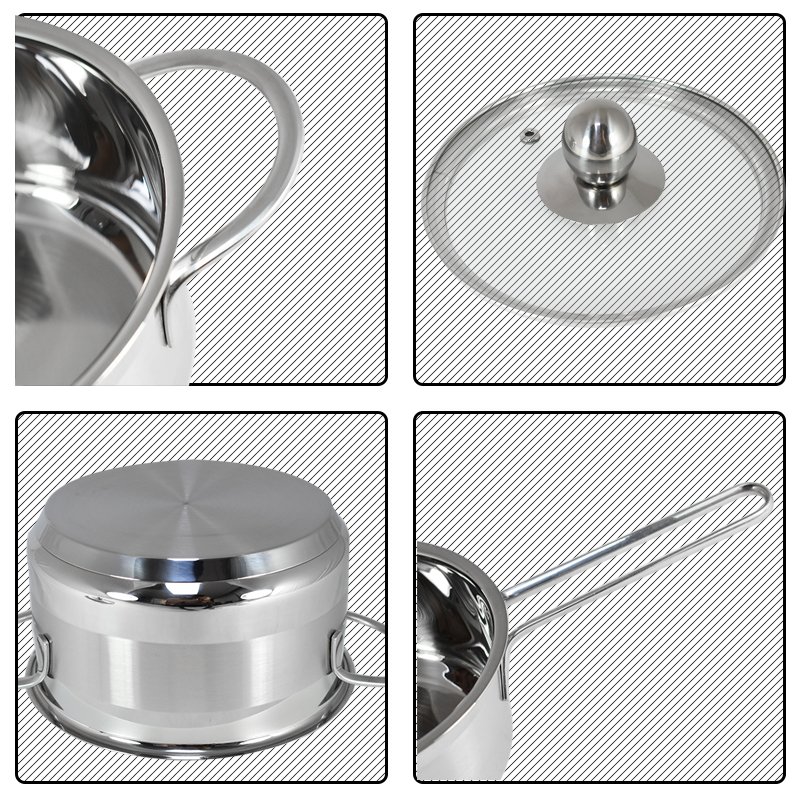 12/14/18/20/24cm Food Grade Stainless Steel Cookware Pots Set
