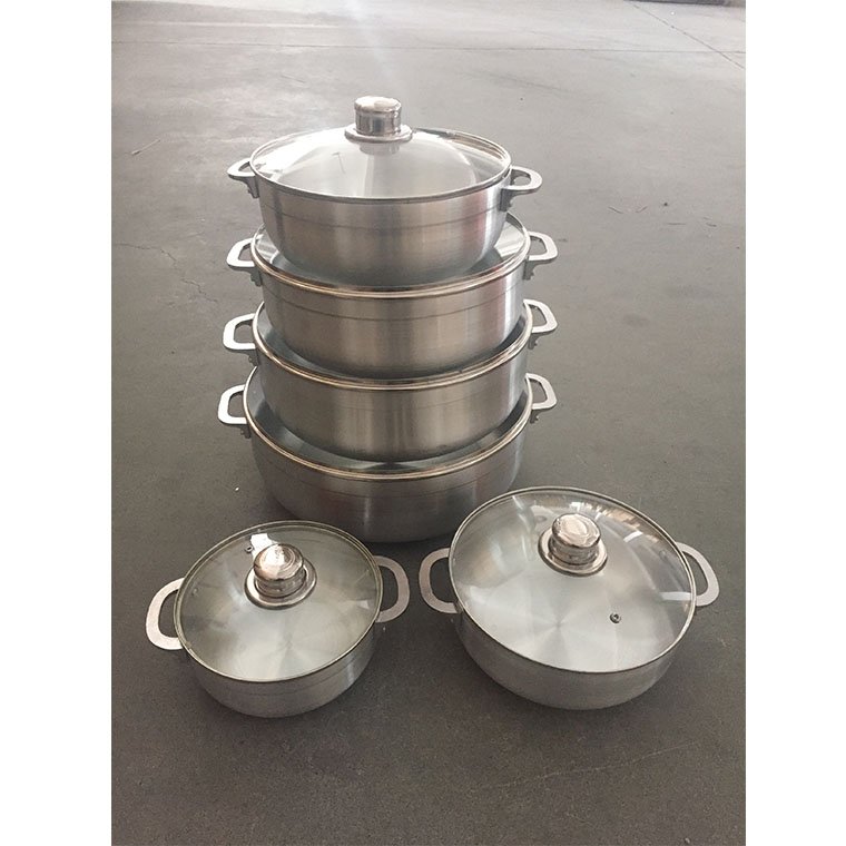 South America Hot Sell Aluminum Caldero With Glass Lid 20-38CM 7Pcs Cooking Pot Polished Pot Kitchenware