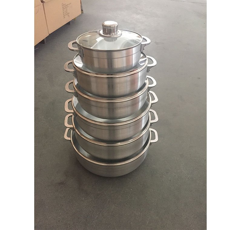 South America Hot Sell Aluminum Caldero With Glass Lid 20-38CM 7Pcs Cooking Pot Polished Pot Kitchenware