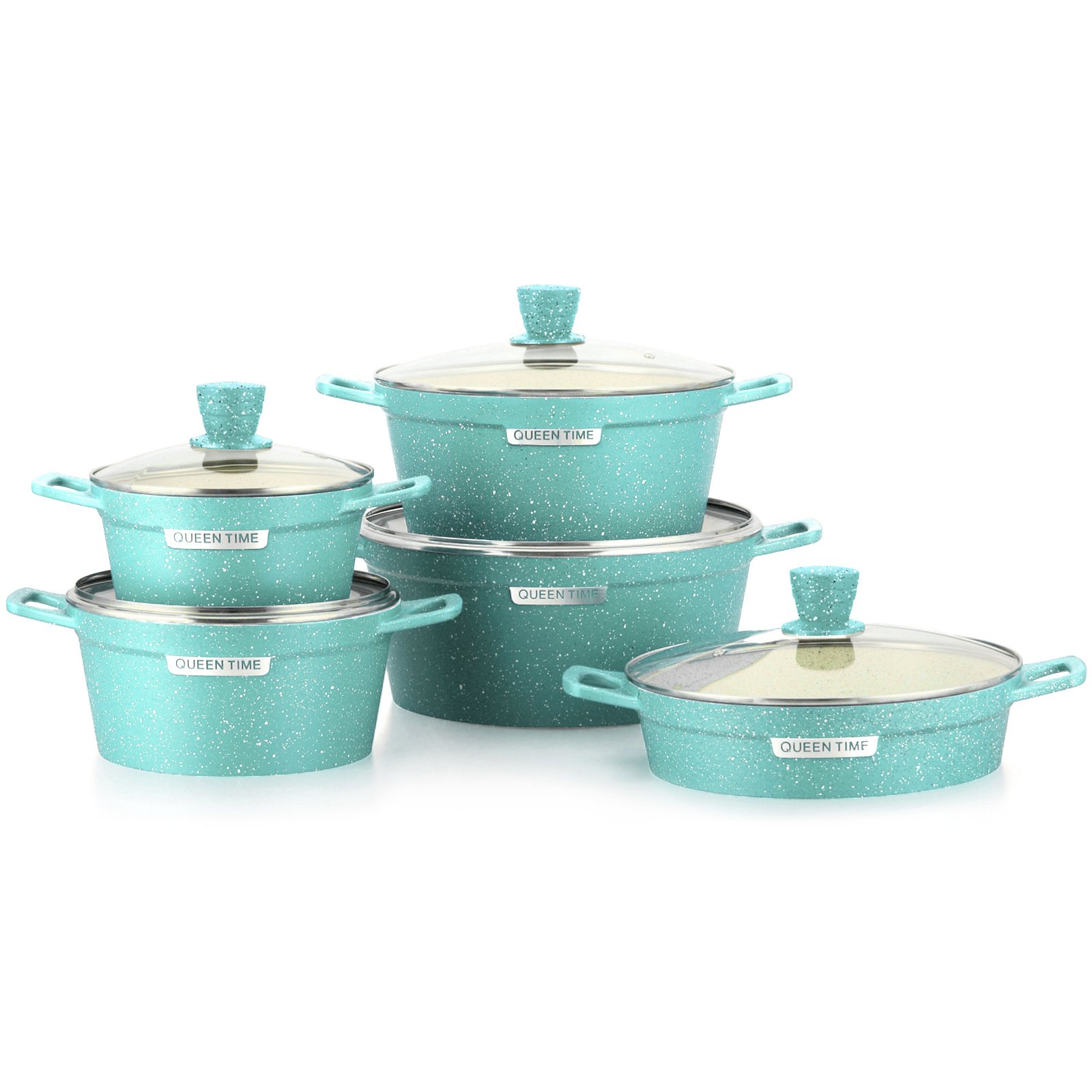 10pcs Hot selling high quality aluminium die-cast cookware set chinese factory custom non-stick home cookware set