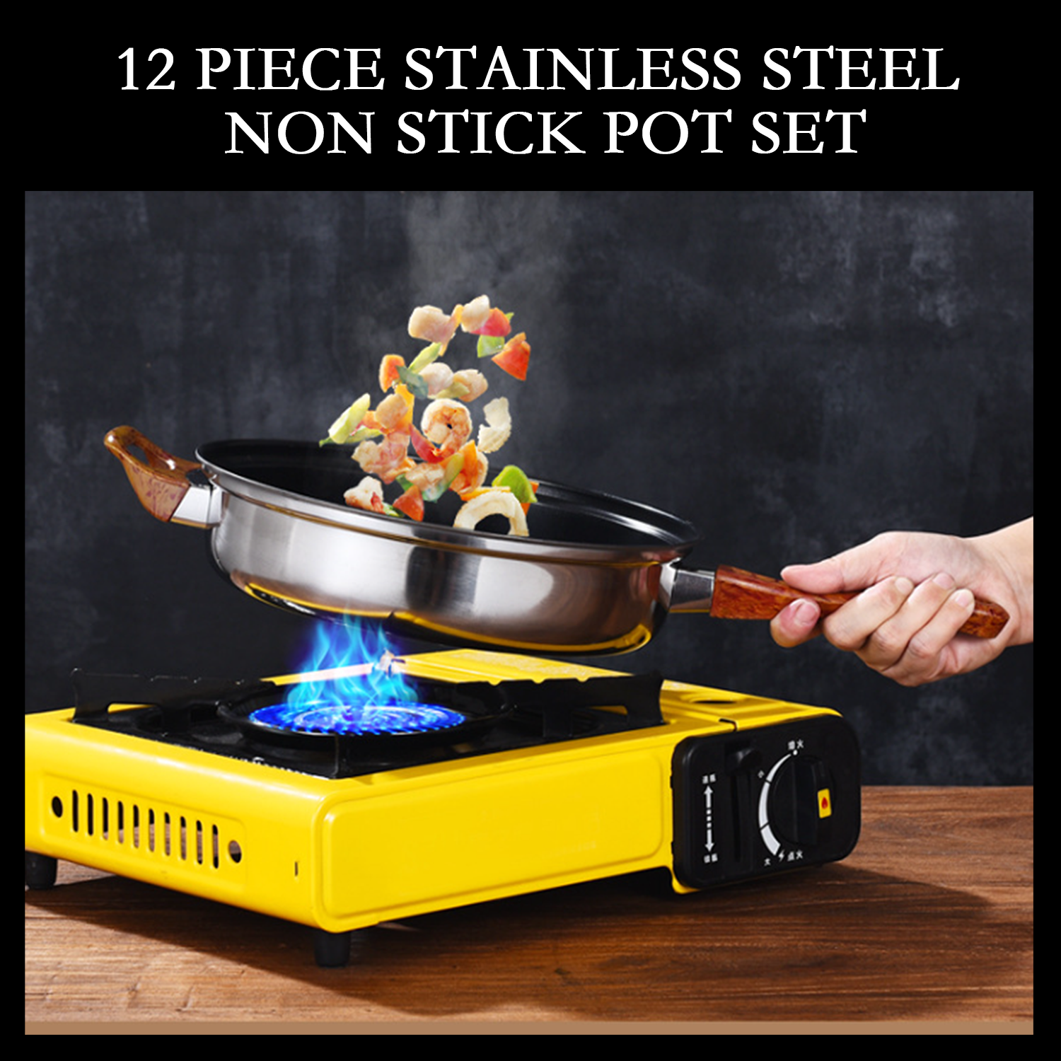 FACTORY wholesale 12pcs Milk Bucket Cooking Pots Set Kitchen Pots Nonstick Kitchen Cookware Sets Juego de utensilios with 6 lids