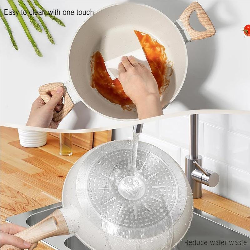 Custom 12-piece white granite medical stone die-cast aluminum non-stick frying pan soup pot kitchen induction cooker set