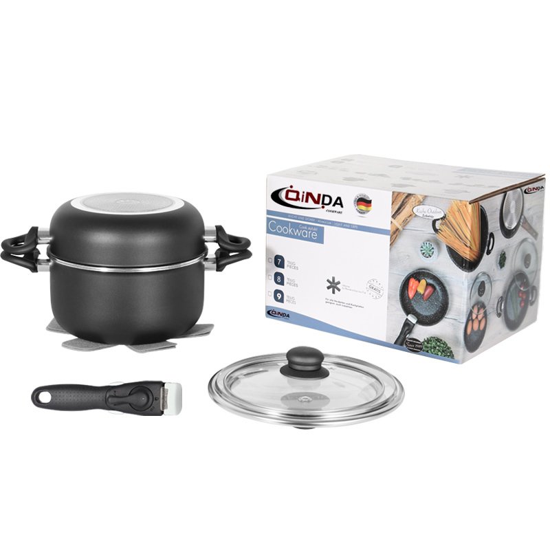 Detachable Bakelite Handles Kitchen Accessories Nonstick Coating Pressed Aluminum Cooking Pot Nonstick Aluminum Cookware Set