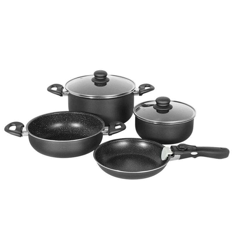 Detachable Bakelite Handles Kitchen Accessories Nonstick Coating Pressed Aluminum Cooking Pot Nonstick Aluminum Cookware Set