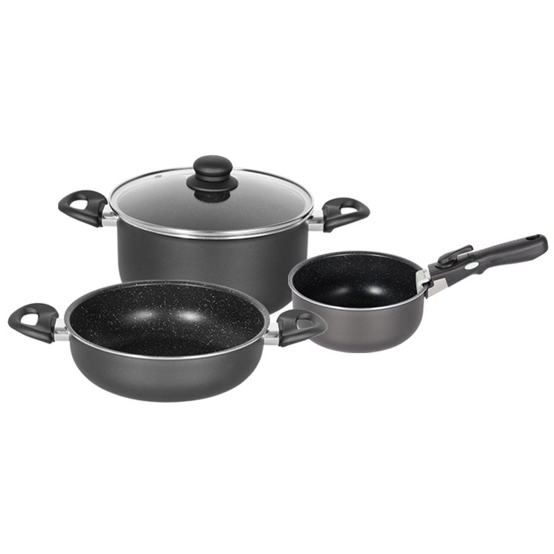 Detachable Bakelite Handles Kitchen Accessories Nonstick Coating Pressed Aluminum Cooking Pot Nonstick Aluminum Cookware Set